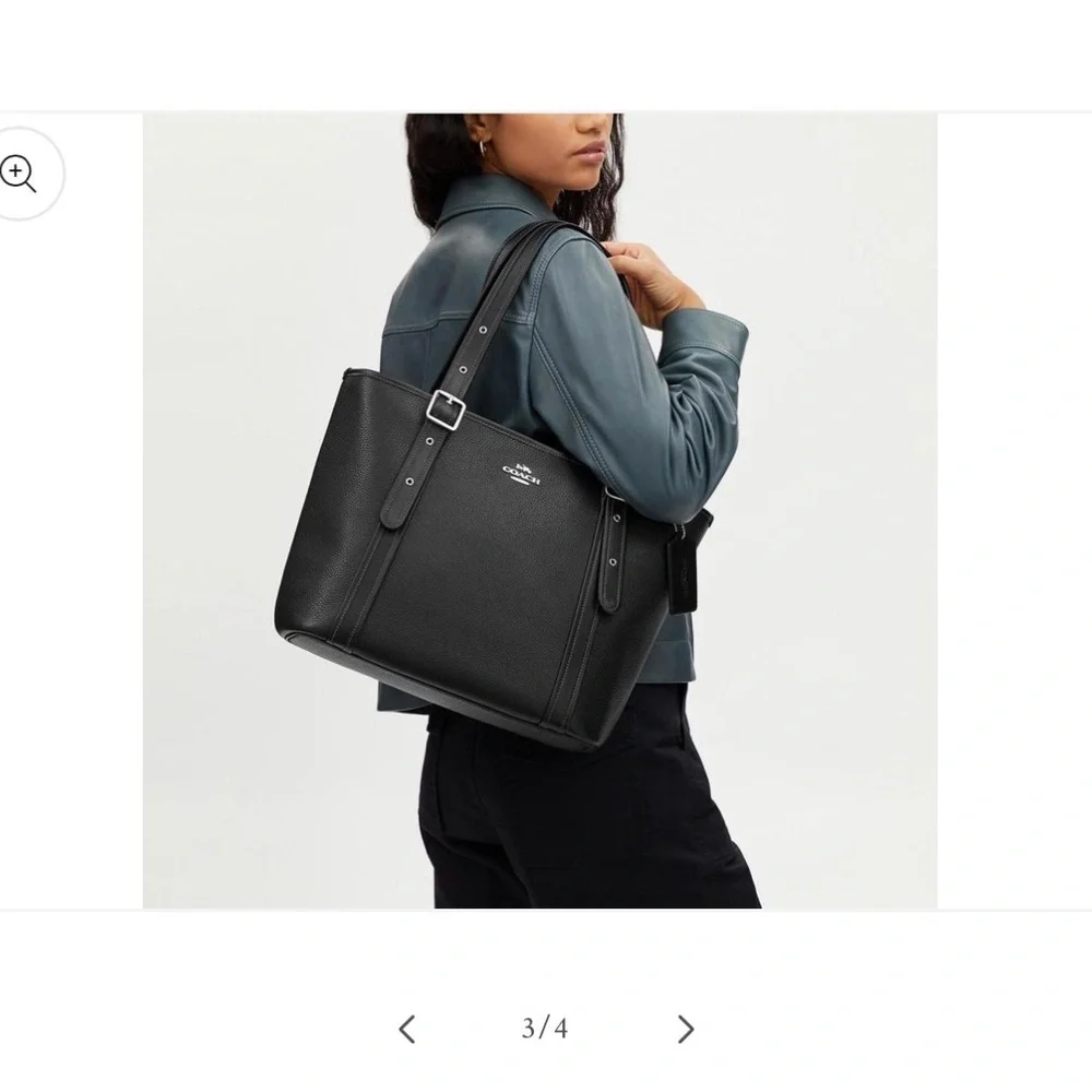 Coach Black Pebbled Leather Tote - Picture 2 of 10